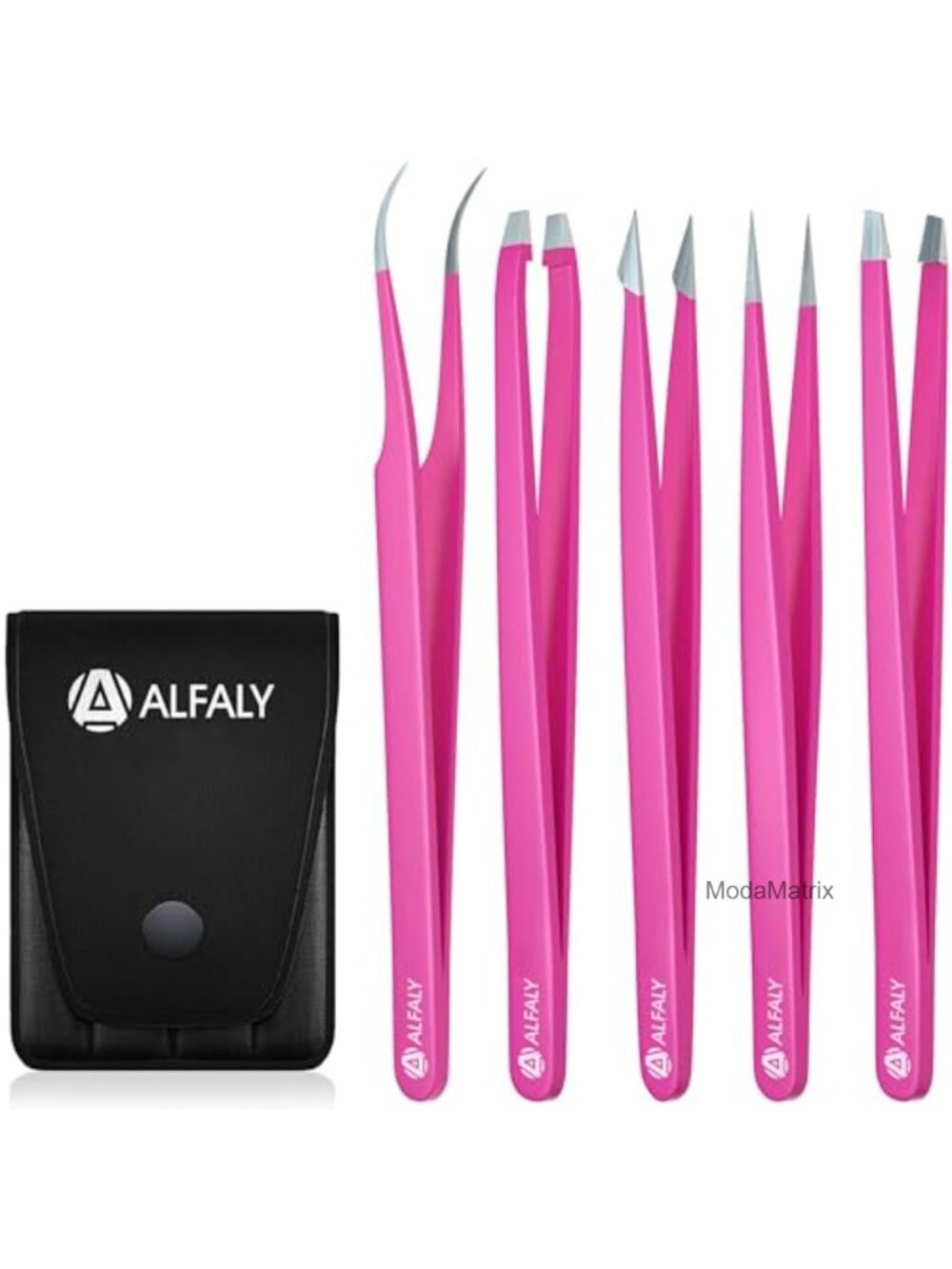 5pc Stainless Steel Tweezer Set Case Precision Splinter Removal